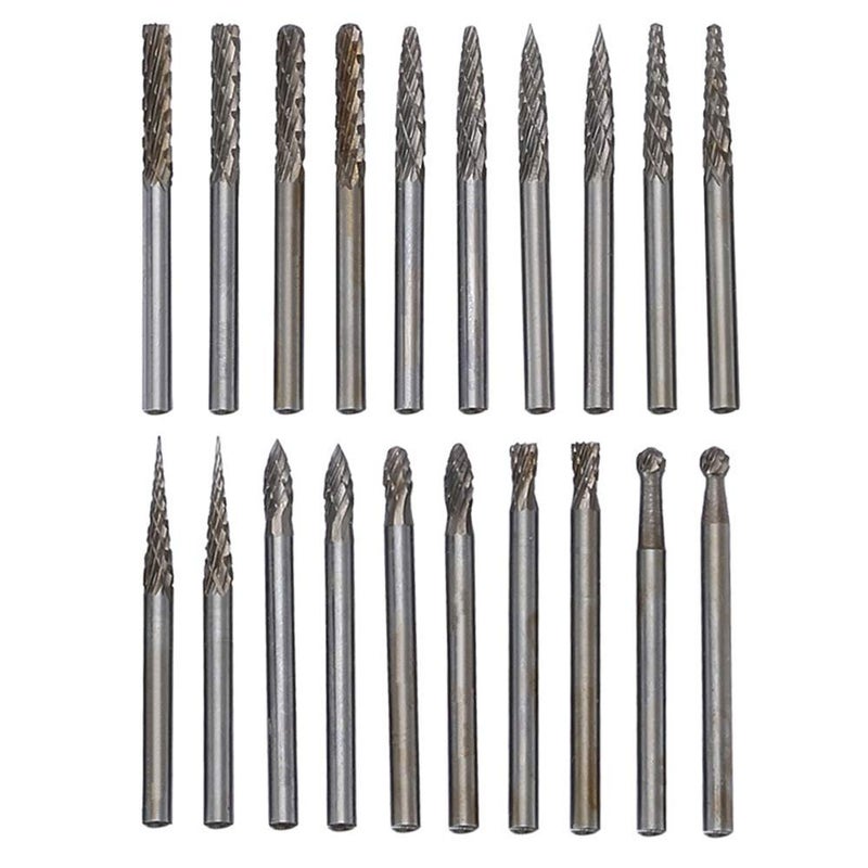 YEEZUGO 20pcs Solid Carbide Burr Set, 1/8 Shank Double Cut Tungsten Carbide Roary Files Burrs for Rotary Drill Die Grinder Woodworking,Engraving,Drilling,Carving by YEEZUGO - Image 2